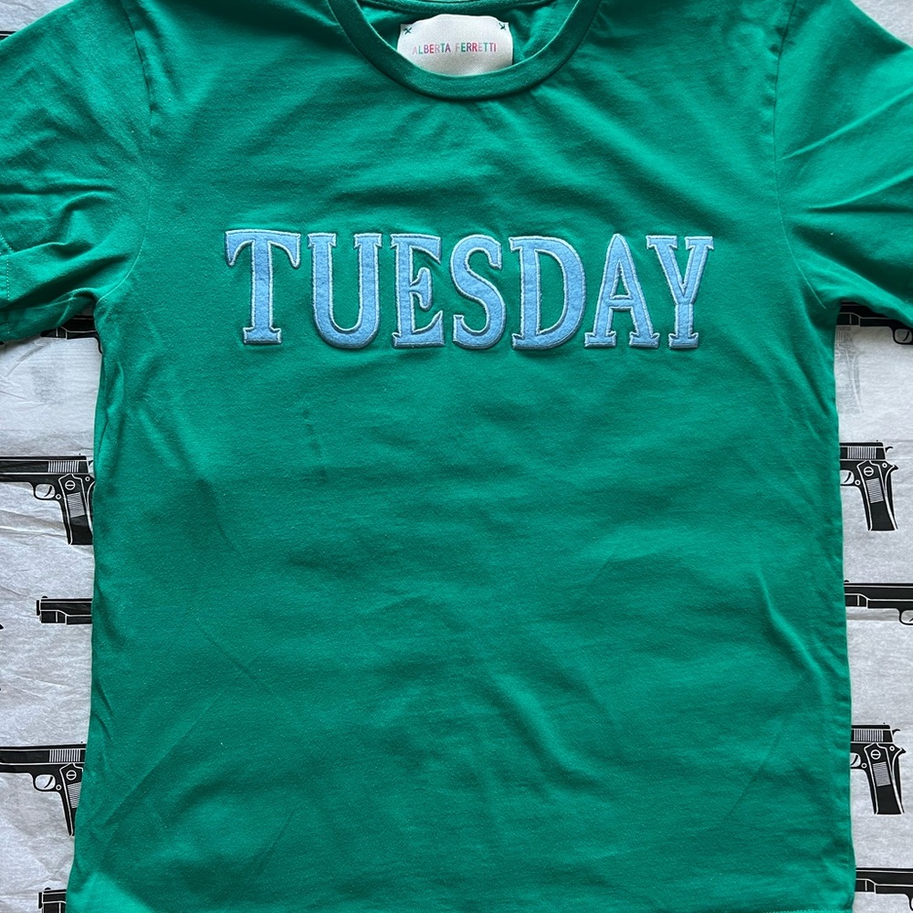 Green 'Tuesday' Graphic Tee
